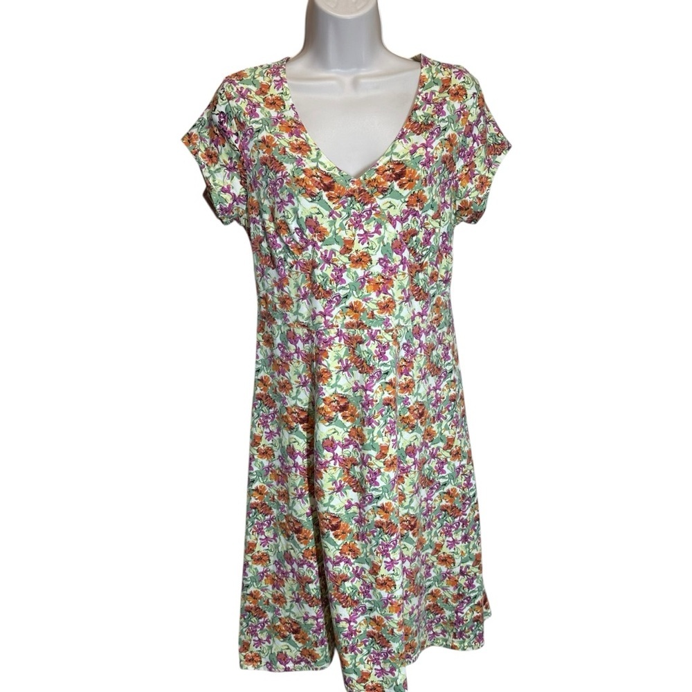 Sahalie women’s floral summer dress modal blend short sleeve size small